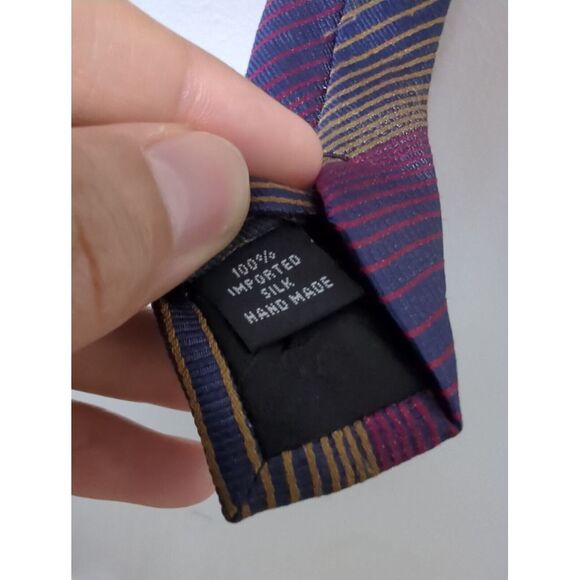Kenneth Cole New York Mens Striped Silk Necktie Classic Purple Multicolor - Picture 5 of 6